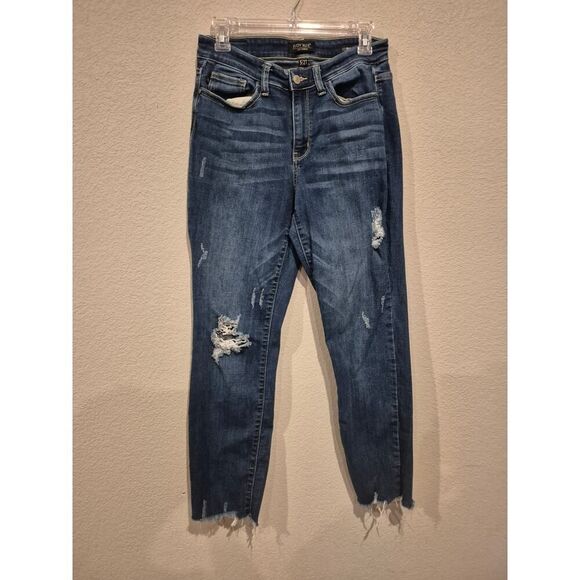 Judy Blue Denim - Judy Blue Women's Slim Fit Raw Hem Distressed Skinny Jeans 5/27